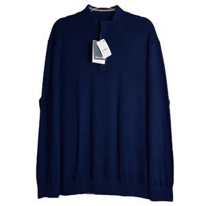 Mizzen+Main Mens 2XL Navy Blue Preston Quarter Zip Sweater $258‎